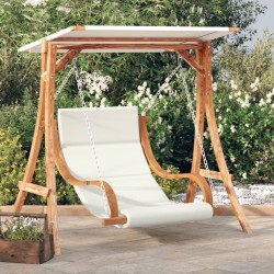 Chaise balançoire avec coussin et auvent bois massif d'épicéa 