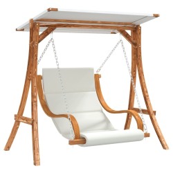 Chaise balançoire avec coussin et auvent bois massif d'épicéa 