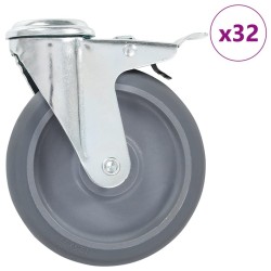 32 pcs Roulettes pivotantes à trou de boulon 125 mm 