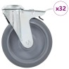 32 pcs Roulettes pivotantes à trou de boulon 125 mm 