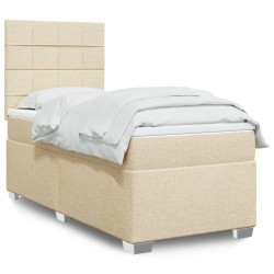 Sommier à lattes de lit et matelas Crème 90x190 cm Tissu 
