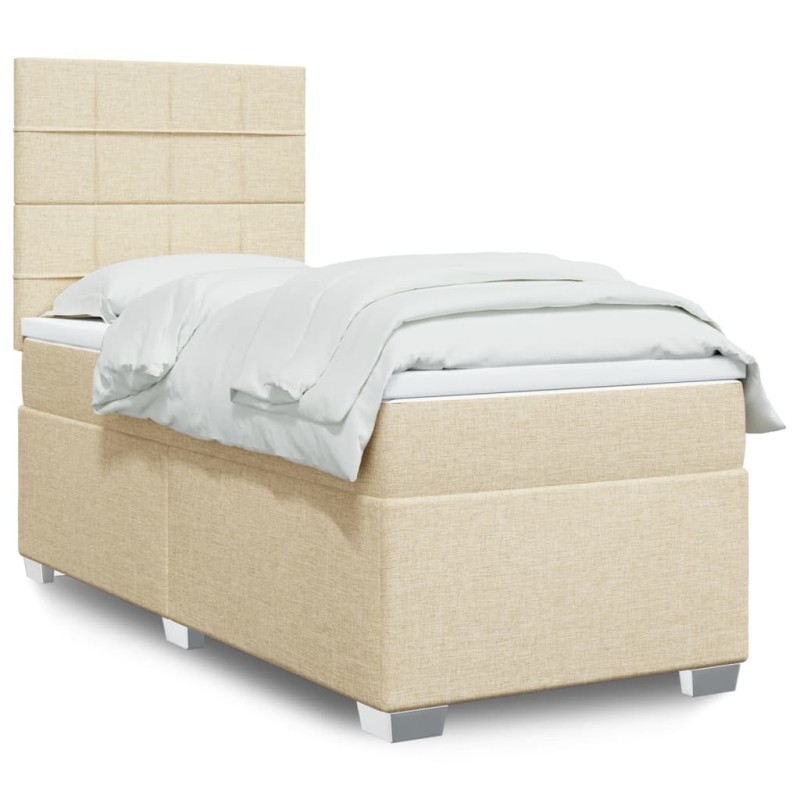 Sommier à lattes de lit et matelas Crème 90x190 cm Tissu 
