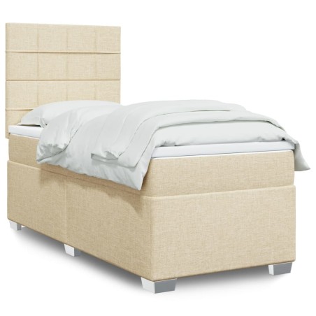 Sommier à lattes de lit et matelas Crème 90x190 cm Tissu 