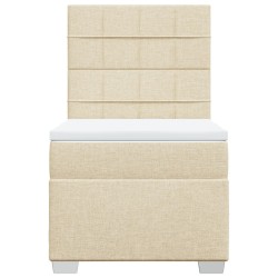 Sommier à lattes de lit et matelas Crème 90x190 cm Tissu 