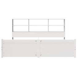 Lit bibliothèque sans matelas blanc 180x200 cm bois pin massif 