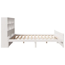 Lit bibliothèque sans matelas blanc 180x200 cm bois pin massif 