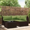 Salon de jardin 4 pcs avec coussins Marron Résine tressée 