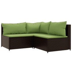 Salon de jardin 4 pcs avec coussins Marron Résine tressée 