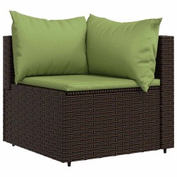 Salon de jardin 4 pcs avec coussins Marron Résine tressée 