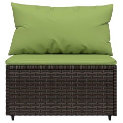 Salon de jardin 4 pcs avec coussins Marron Résine tressée 
