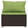 Salon de jardin 4 pcs avec coussins Marron Résine tressée 