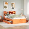 Lit bibliothèque sans matelas cire marron 150x200 cm pin massif 