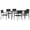Ensemble à manger de jardin 7 pcs noir résine tressée et acier 