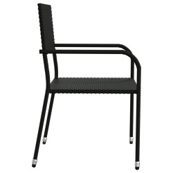 Ensemble à manger de jardin 7 pcs noir résine tressée et acier 