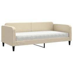 Lit de jour avec matelas crème 90x200 cm tissu 
