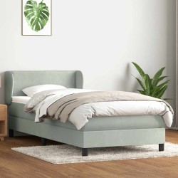 Sommier à lattes de lit et matelas gris clair 80x210 cm velours 