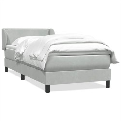 Sommier à lattes de lit et matelas gris clair 80x210 cm velours 