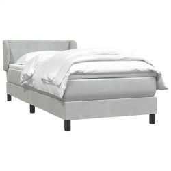 Sommier à lattes de lit et matelas gris clair 80x210 cm velours 