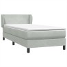 Sommier à lattes de lit et matelas gris clair 80x210 cm velours 