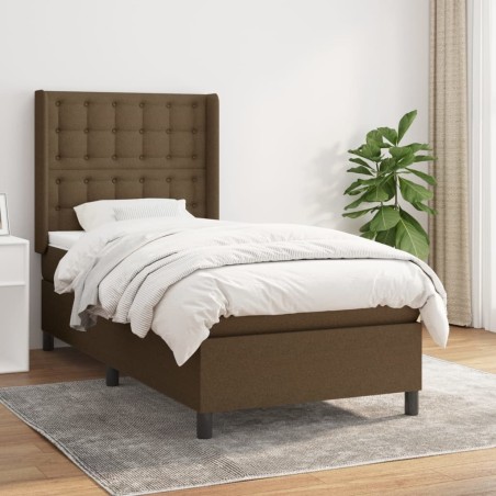 Sommier à lattes de lit avec matelas Marron foncé 100x200 cm 