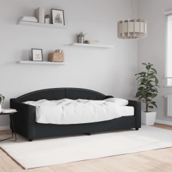 Lit de jour avec matelas noir 90x190 cm tissu 