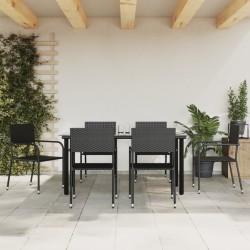 Ensemble à manger de jardin 7 pcs Noir Résine tressée 