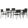 Ensemble à manger de jardin 7 pcs Noir Résine tressée 