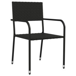 Ensemble à manger de jardin 7 pcs Noir Résine tressée 