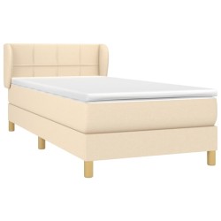Sommier à lattes de lit avec matelas Crème 90x200 cm Tissu 