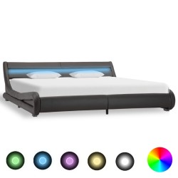 Cadre de lit avec LED sans matelas Gris Similicuir 180x200 cm 