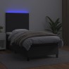 Sommier à lattes de lit avec matelas et LED Noir 90x190 cm 