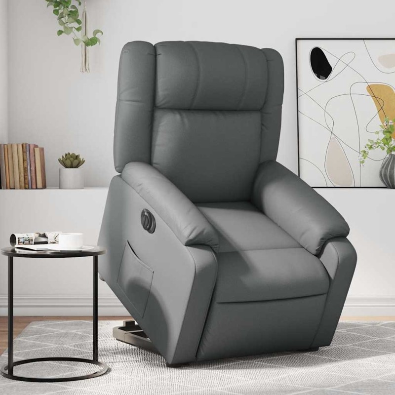 Fauteuil inclinable de massage électrique gris similicuir 