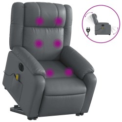 Fauteuil inclinable de massage électrique gris similicuir 