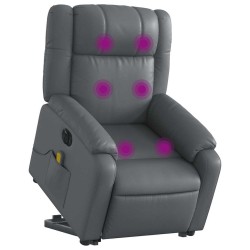 Fauteuil inclinable de massage électrique gris similicuir 