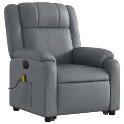 Fauteuil inclinable de massage électrique gris similicuir 