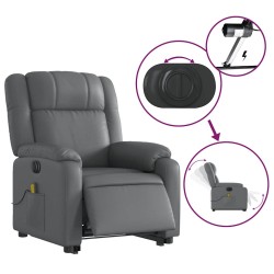 Fauteuil inclinable de massage électrique gris similicuir 