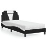 Lit avec matelas noir et blanc 90x200 cm similicuir 