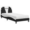 Lit avec matelas noir et blanc 90x200 cm similicuir 