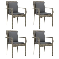 Ensemble à manger de jardin coussins 5 pcs noir et gris 