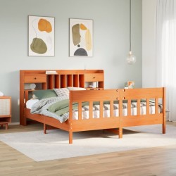 Cadre de lit sans matelas cire marron 180x200cm bois pin massif 