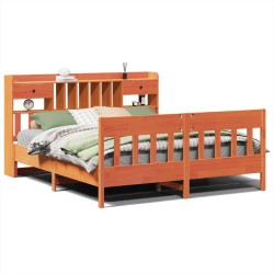 Cadre de lit sans matelas cire marron 180x200cm bois pin massif 
