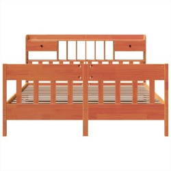 Cadre de lit sans matelas cire marron 180x200cm bois pin massif 