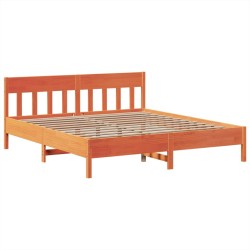 Cadre de lit sans matelas cire marron 180x200cm bois pin massif 