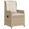 Ensemble à manger de jardin et coussins 3 pcs Beige poly rotin 