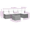 Salon de jardin 6 pcs avec coussins gris résine tressée 