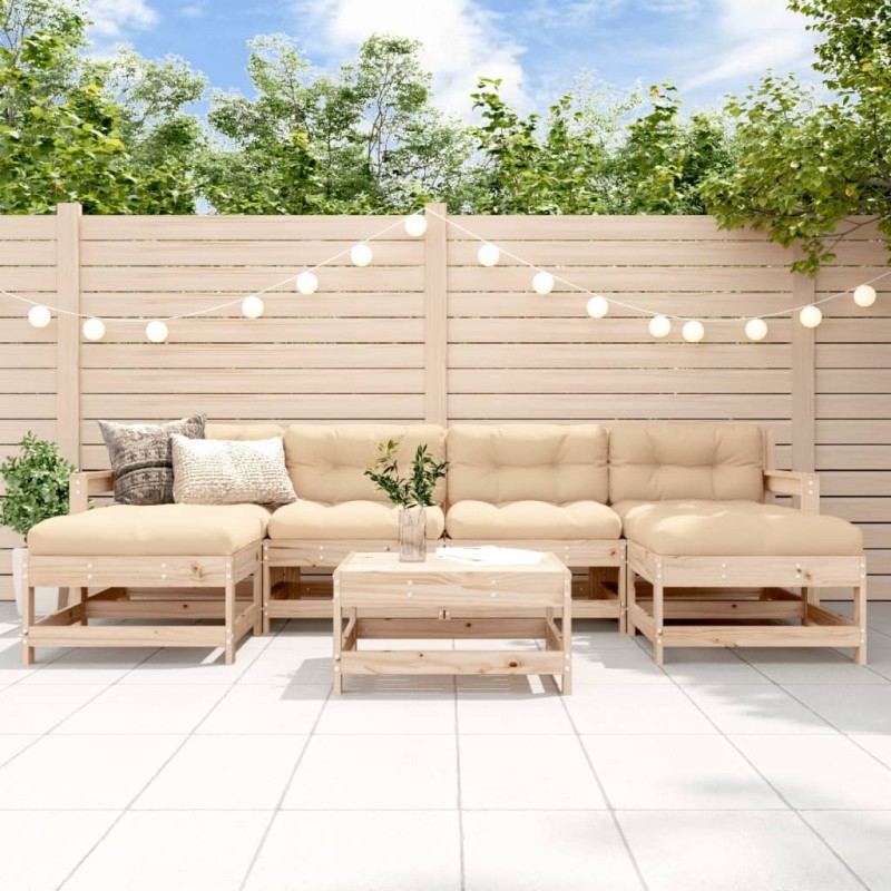 Salon de jardin 7 pcs Bois de pin massif 