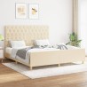 Cadre de lit sans matelas crème 160x200 cm tissu 