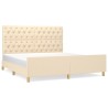 Cadre de lit sans matelas crème 160x200 cm tissu 