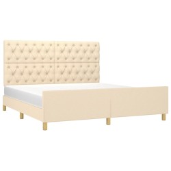 Cadre de lit sans matelas crème 160x200 cm tissu 
