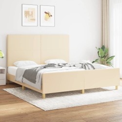 Cadre de lit sans matelas crème 180x200 cm tissu 